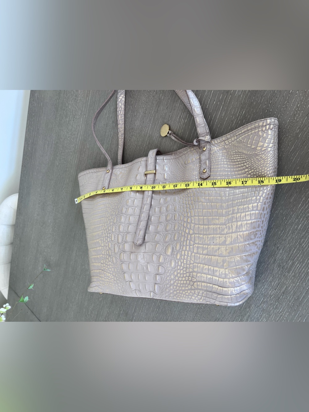 Brahmin Croc-Embossed Tote in Light Taupe - Picture 8 of 15